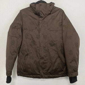 Bonfire Snowboarding Co. Outdoor Skull Pattern Grunge Goth Snowboard Puff Coat L